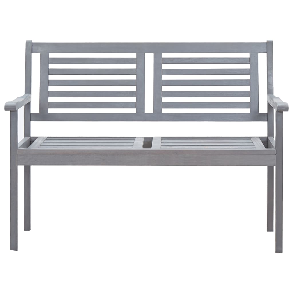 Banc de jardin 2 places avec coussin 120 cm bois d'eucalyptus gris