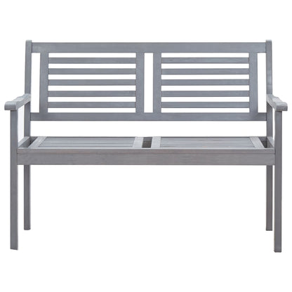 Banc de jardin 2 places avec coussin 120 cm bois d'eucalyptus gris