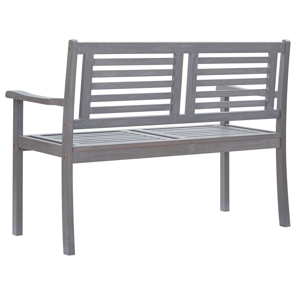 Banc de jardin 2 places avec coussin 120 cm bois d'eucalyptus gris