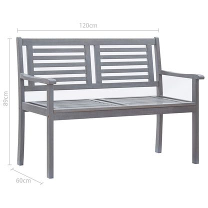 Banc de jardin 2 places avec coussin 120 cm bois d'eucalyptus gris