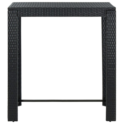 7-tlg. Gartenbar-Set mit Kissen Poly Rattan Schwarz