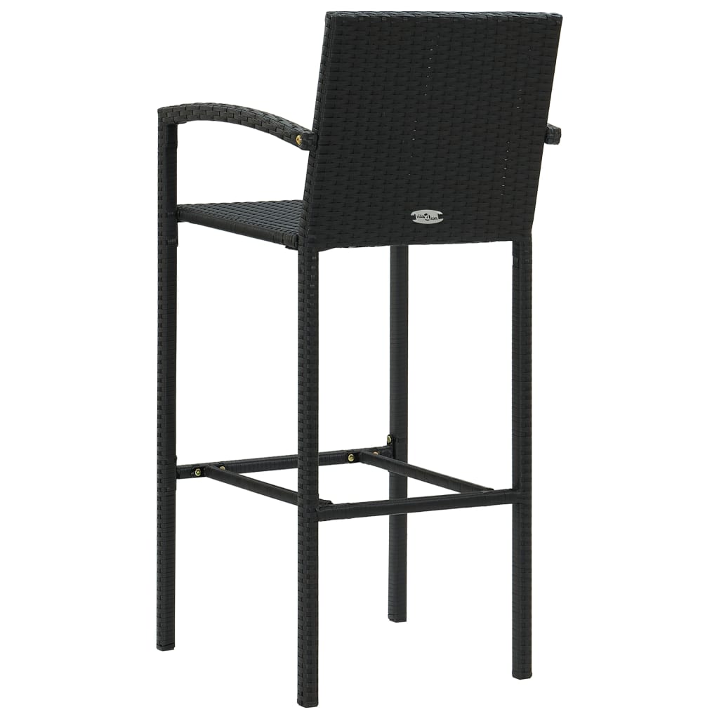 5-tlg. Garten-Bar-Set mit Armlehnen Poly Rattan Schwarz