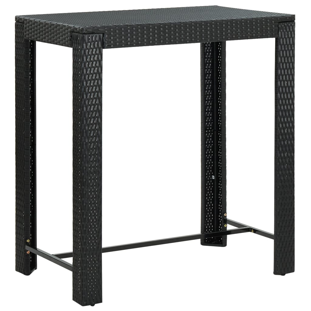 5-tlg. Garten-Bar-Set mit Armlehnen Poly Rattan Schwarz