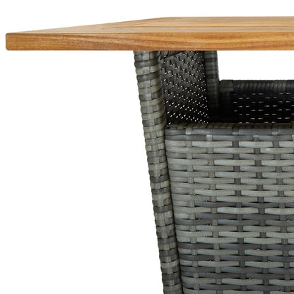 5-tlg. Gartenbar-Set mit Kissen Poly Rattan Grau