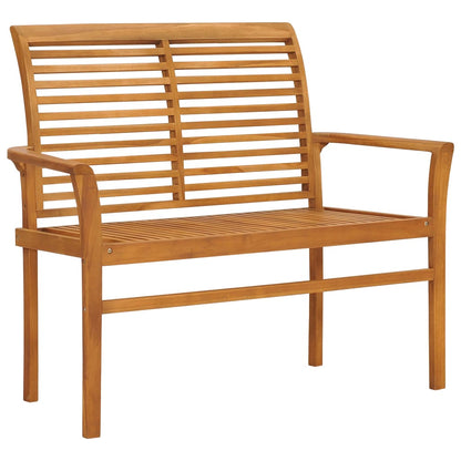 Banc de jardin avec coussin bleu 112 cm en bois de teck massif