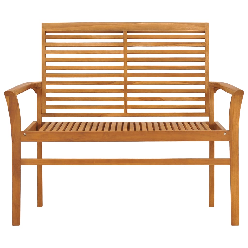 Banc de jardin avec coussin bleu 112 cm en bois de teck massif