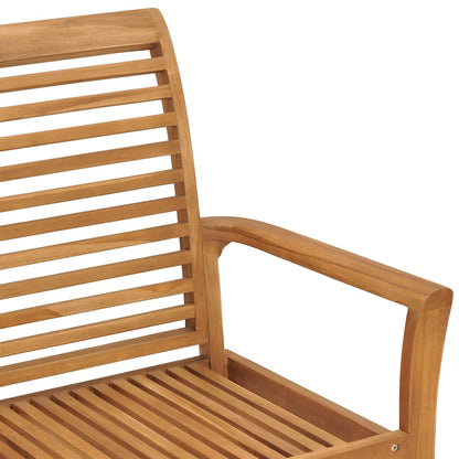 Banc de jardin avec coussin bleu 112 cm en bois de teck massif