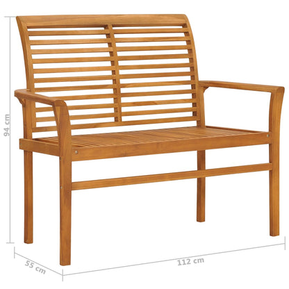 Banc de jardin avec coussin bleu 112 cm en bois de teck massif