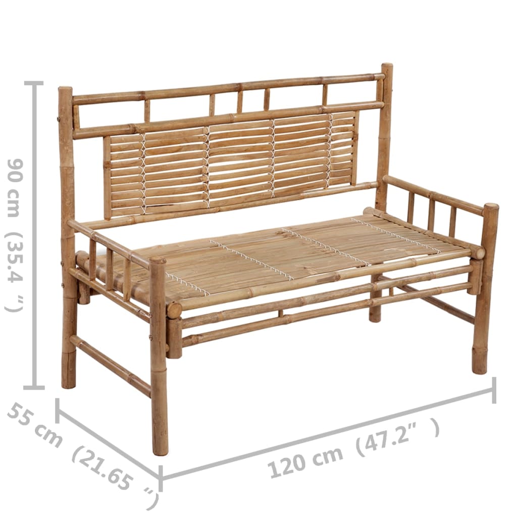 Banco de jardín con cojín 120 cm bambú