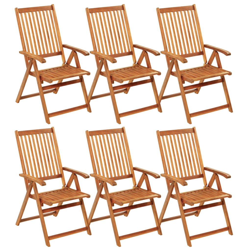 Chaises de jardin pliantes 6 pièces avec coussins en bois d'acacia massif