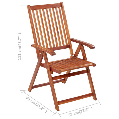 Chaises de jardin pliantes 6 pièces avec coussins en bois d'acacia massif