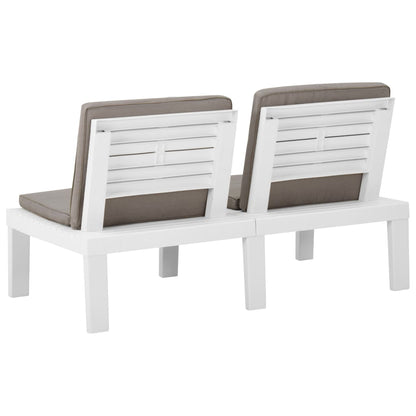 Bancs de jardin avec coussins 2 pièces Plastique blanc.