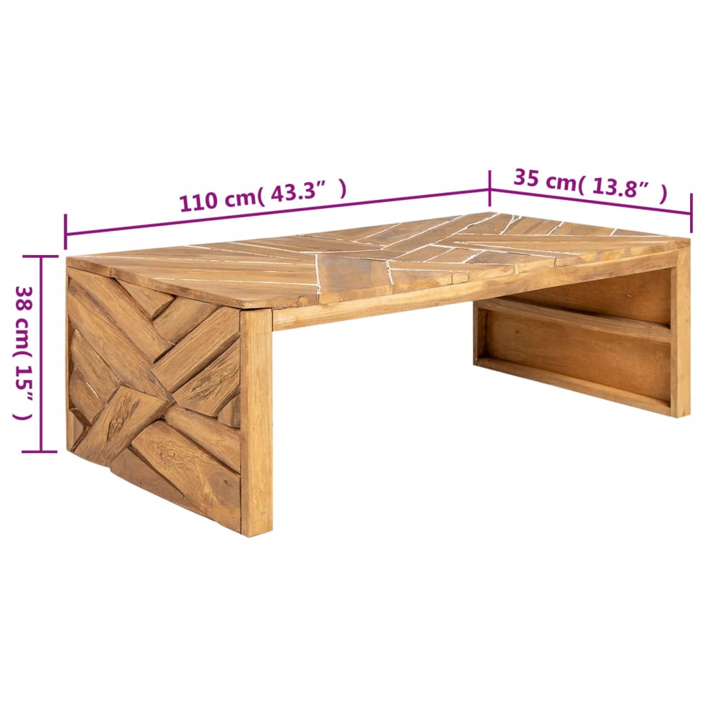 Couchtisch Erosion Teak Massivholz 110x35x38 cm