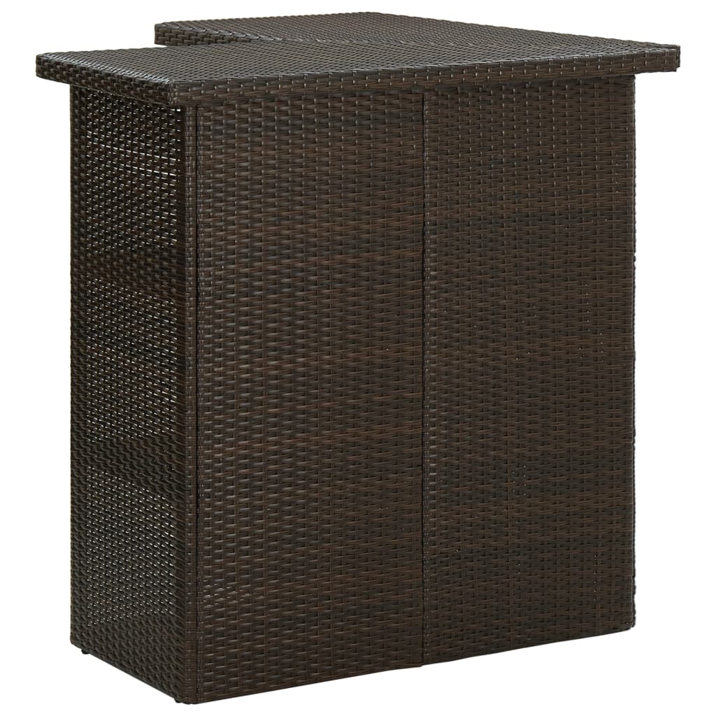 4-tlg. Gartenbar-Set mit Kissen Poly Rattan Braun