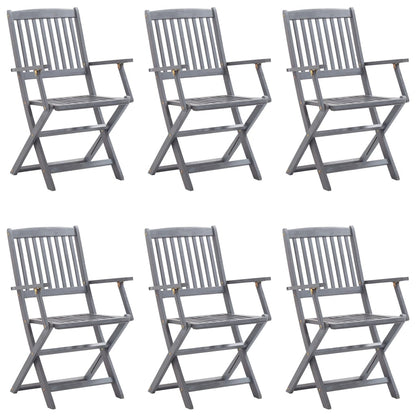 Chaises de jardin pliantes 6 pièces avec coussins d'assise en bois d'acacia massif