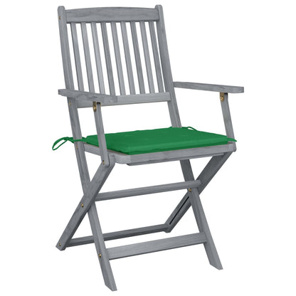 Chaises de jardin pliantes 6 pièces avec coussins d'assise en bois d'acacia massif