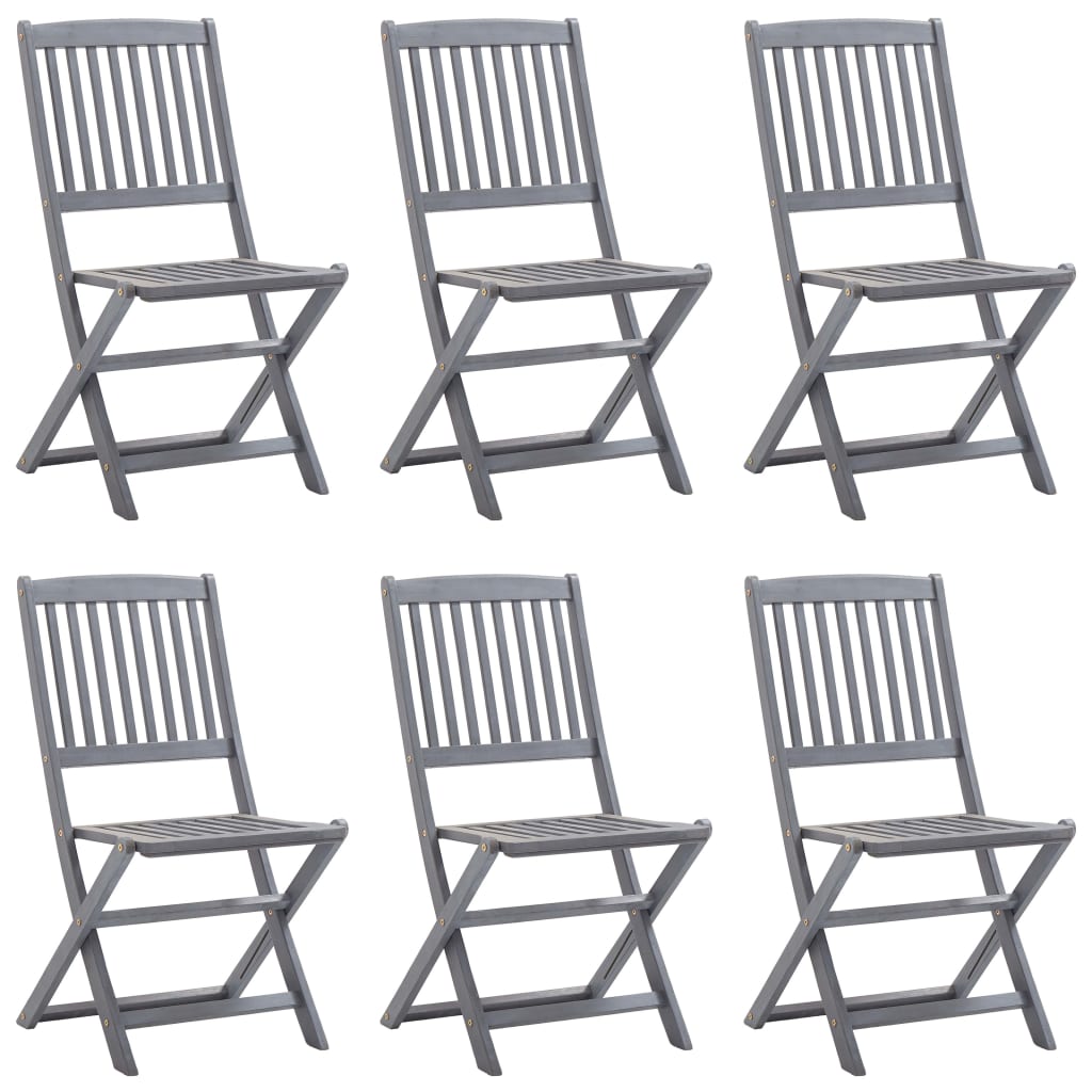 Chaises de jardin pliantes 6 pièces avec coussins en bois d'acacia massif