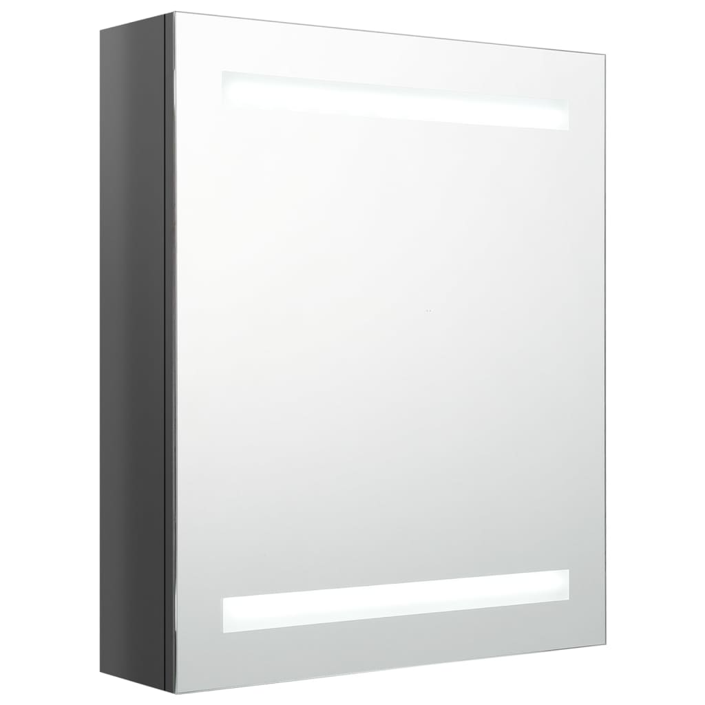 Armoire de toilette LED pour salle de bain gris brillant 50x14x60 cm