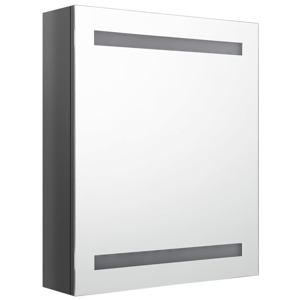 Armoire de toilette LED pour salle de bain gris brillant 50x14x60 cm