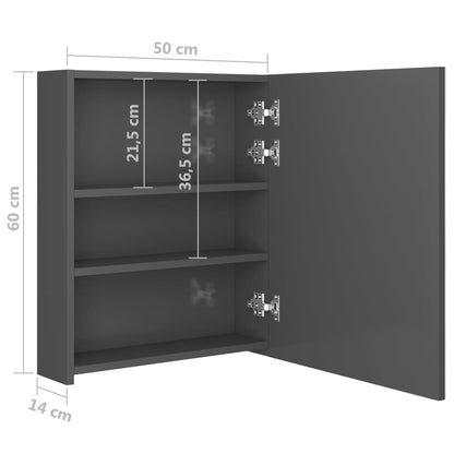 Armoire de toilette LED pour salle de bain gris brillant 50x14x60 cm