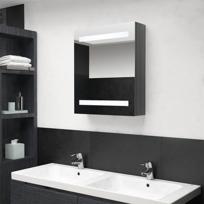 Armoire de toilette LED pour salle de bain gris brillant 50x14x60 cm