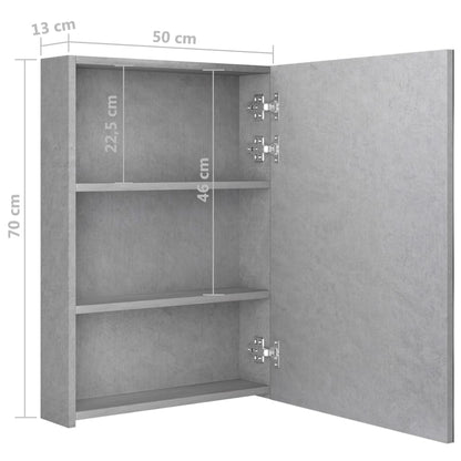 LED-Bad-Spiegelschrank Betongrau 50x13x70 cm