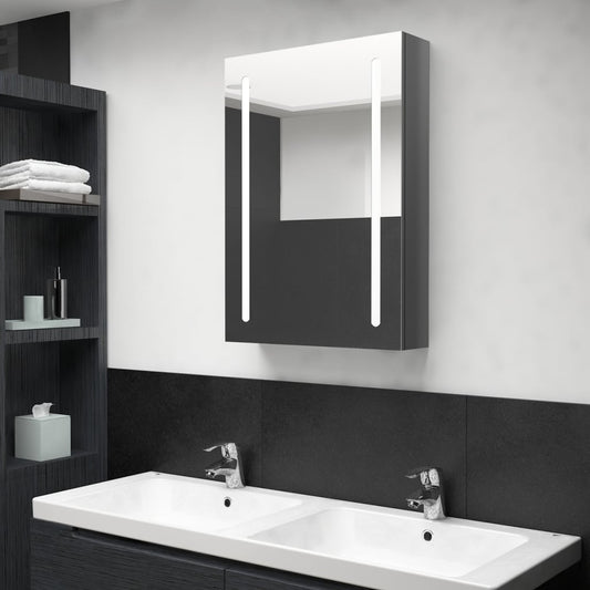 Armoire de toilette LED gris brillant 50x13x70 cm