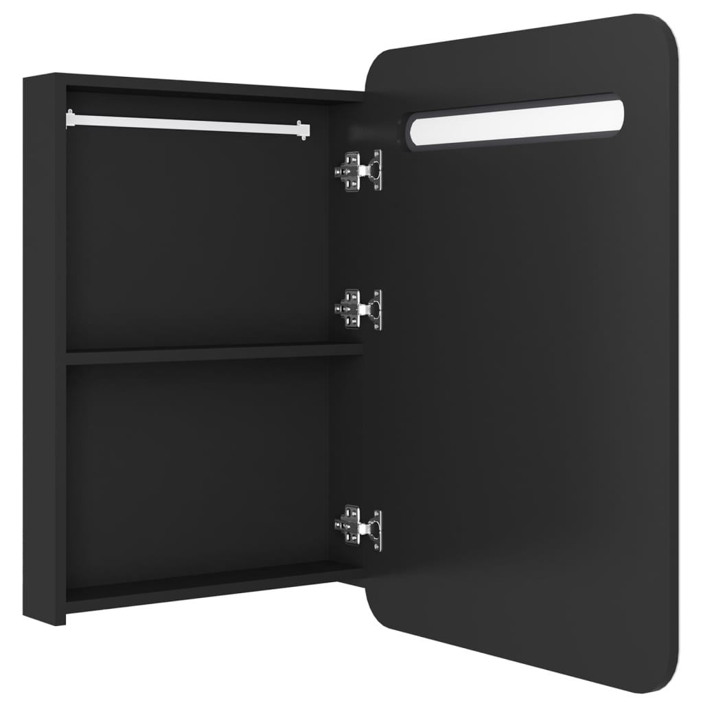 LED-Bad-Spiegelschrank Schwarz 60x11x80 cm