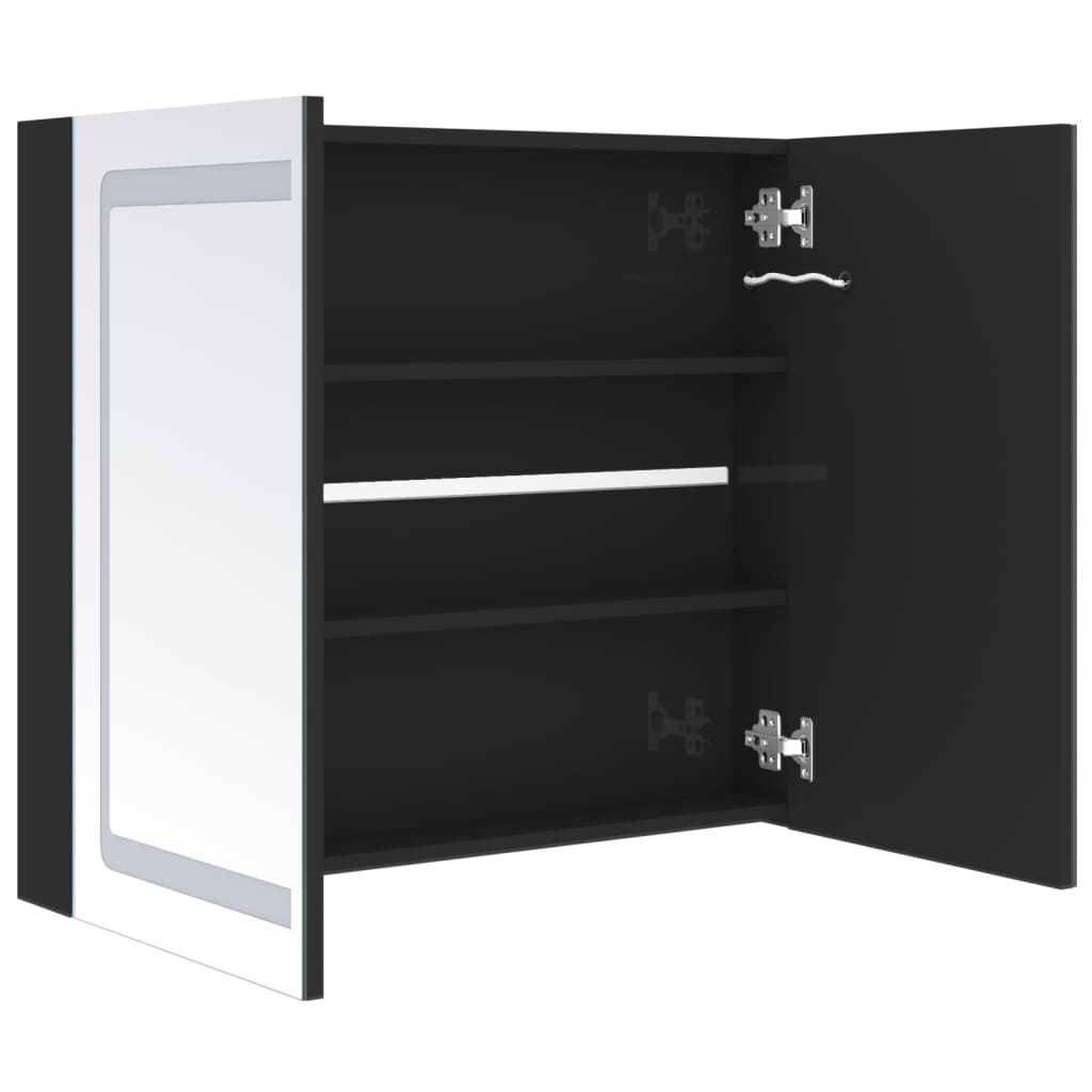 LED-Spiegelschrank fürs Bad Glänzend Schwarz 80x12x68 cm