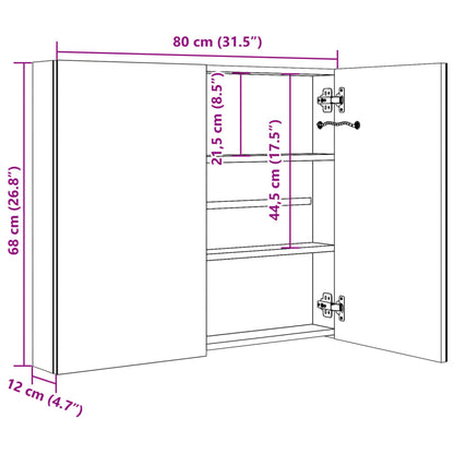 LED-Spiegelschrank fürs Bad Glänzend Schwarz 80x12x68 cm