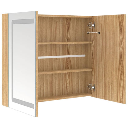 LED-Spiegelschrank fürs Bad Eichen-Optik 80x12x68 cm