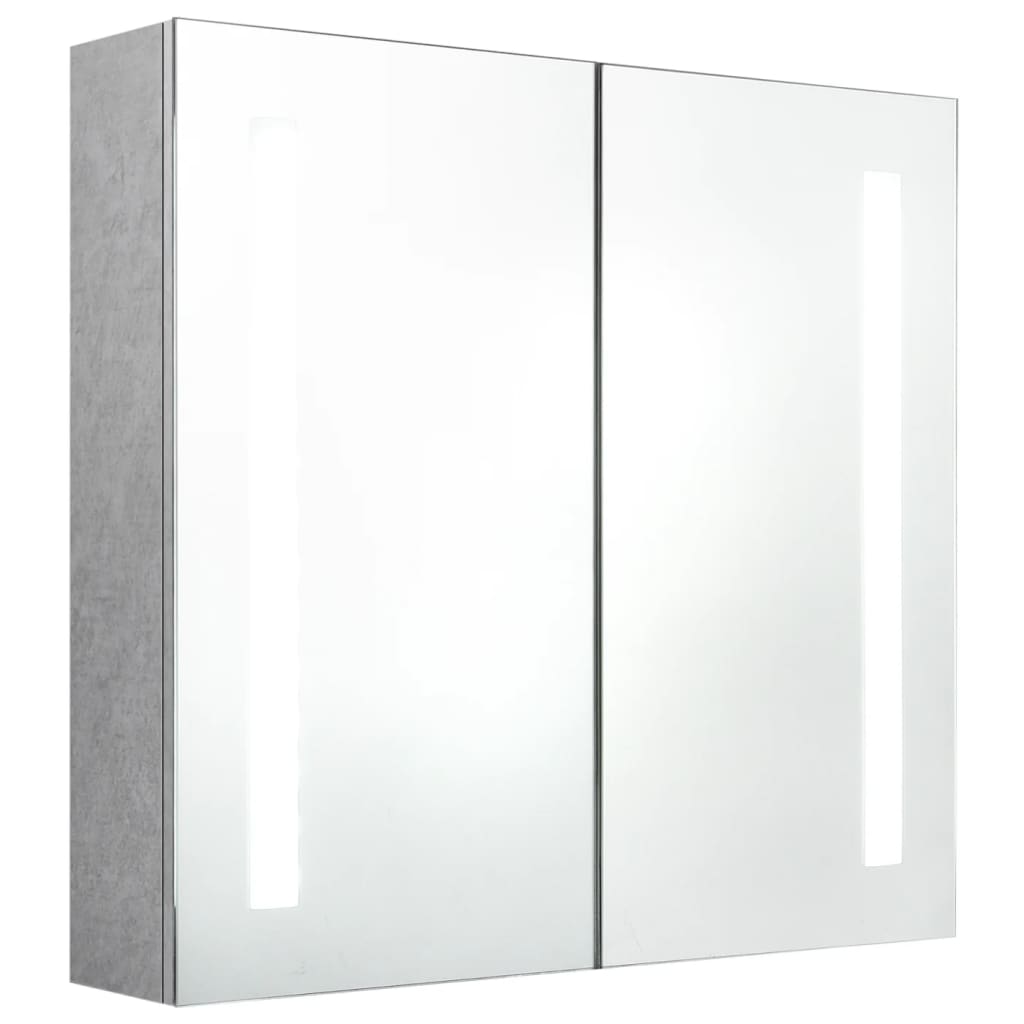 LED-Bad-Spiegelschrank Betongrau 62x14x60 cm