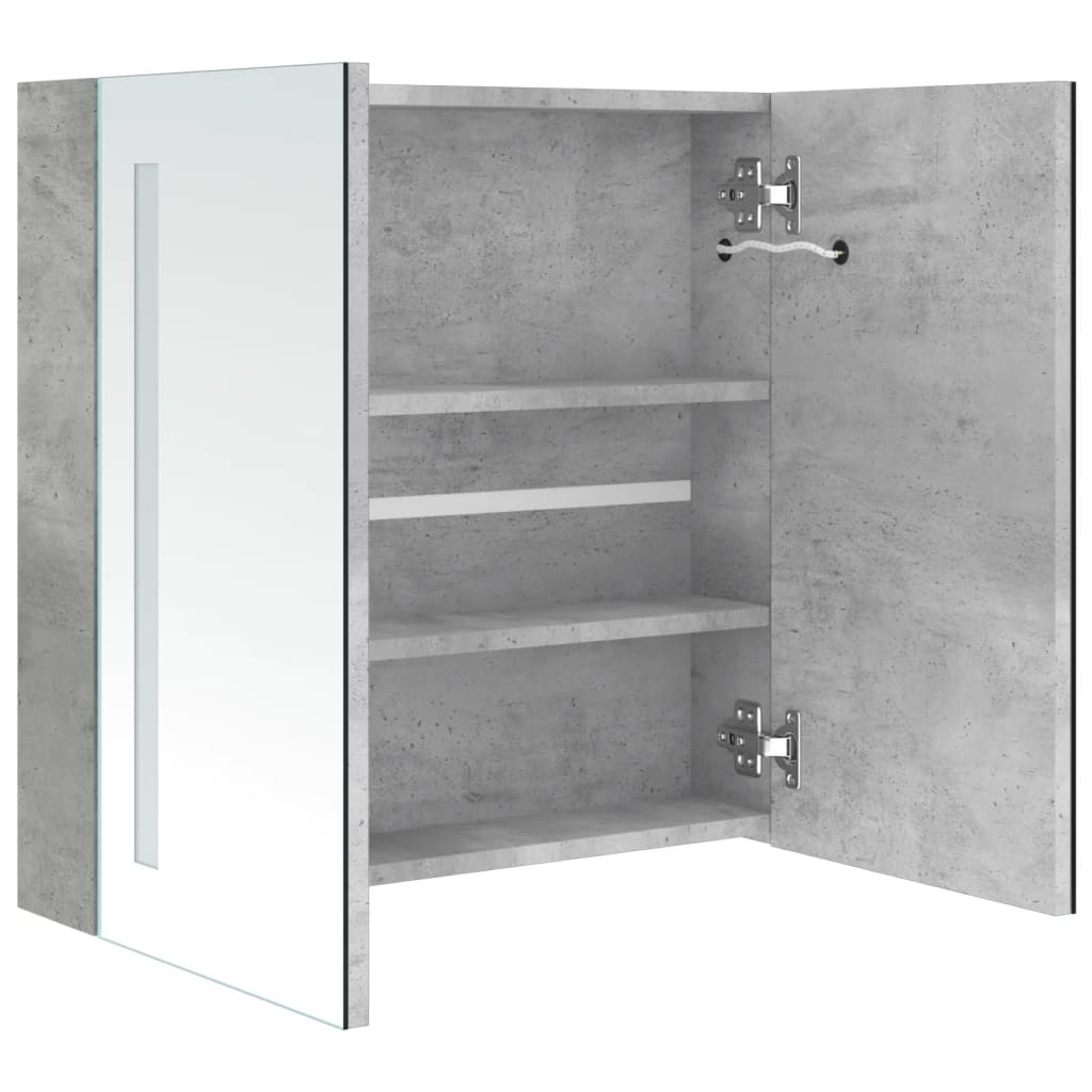 LED-Bad-Spiegelschrank Betongrau 62x14x60 cm