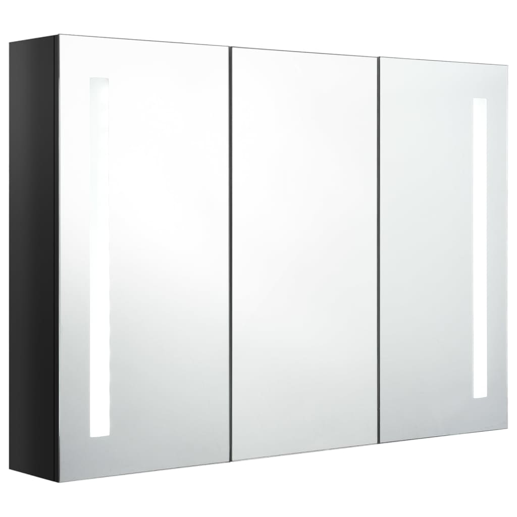 LED-Spiegelschrank fürs Bad 89x14x62 cm Glänzend Schwarz