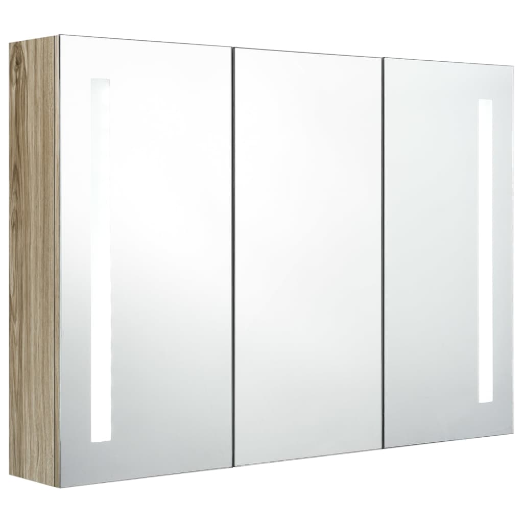 LED-Bad-Spiegelschrank 89x14x62 cm Eichen-Optik