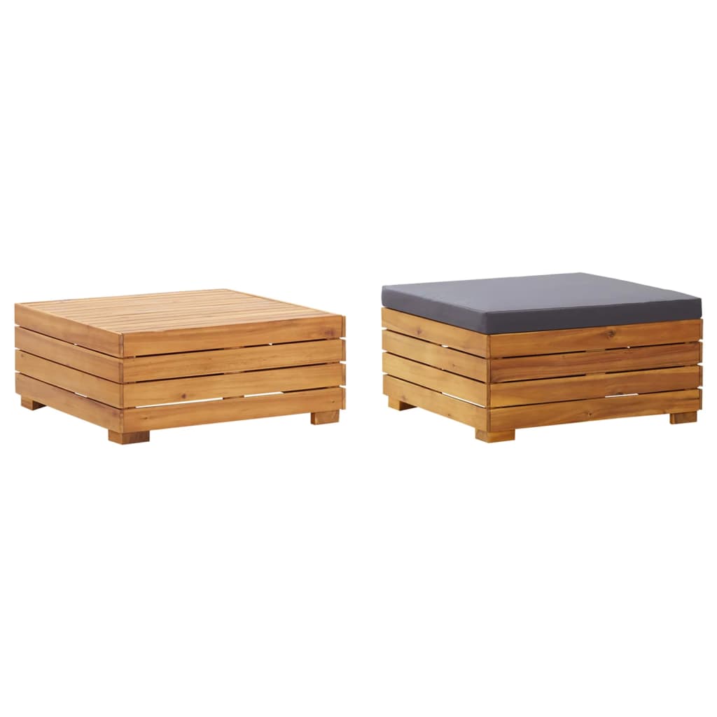 Garten-Couchtisch und Hocker mit Kissen Massivholz Akazie