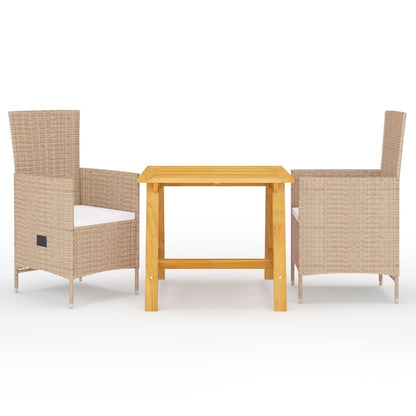 3 piezas. Conjunto de comedor de jardín beige