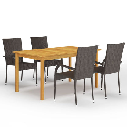 5 uds. Conjunto de comedor de jardín marrón