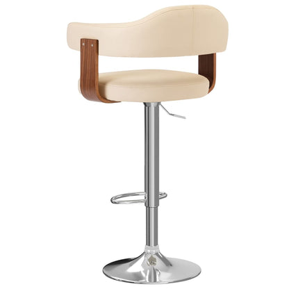 Barhocker 2 Stk. Creme Bugholz und Kunstleder