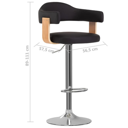 Tabourets de bar 2 pcs. Bois courbé noir et simili cuir