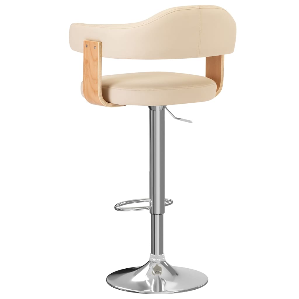 Barhocker 2 Stk. Creme Bugholz und Kunstleder