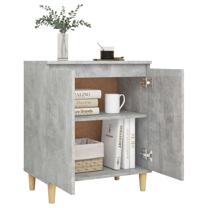 Sideboard mit Massivholz-Beinen Betongrau 60x35x70 cm