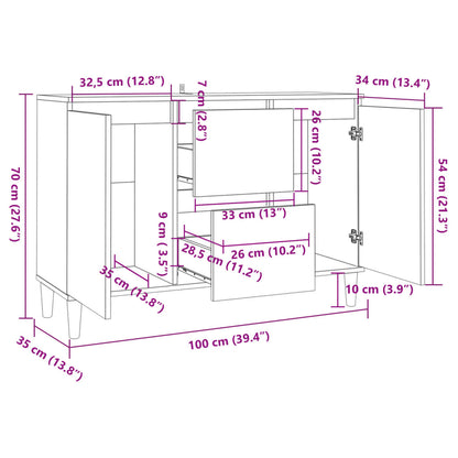 Sideboard Betongrau 103,5x35x70 cm Holzwerkstoff