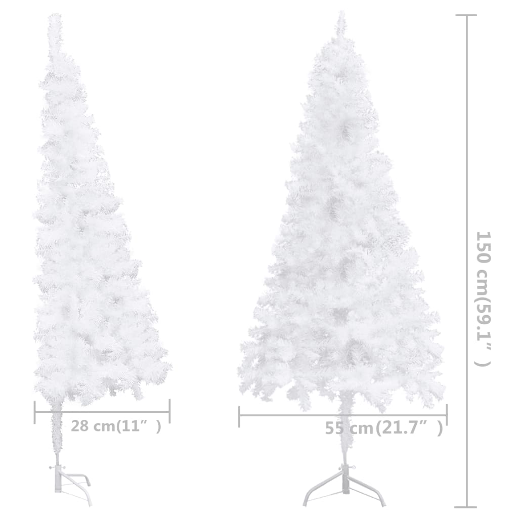 Künstlicher Eck-Weihnachtsbaum Weiß 150 cm PVC