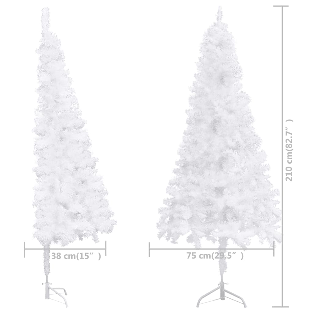 Sapin de Noël d'angle artificiel blanc 210 cm PVC