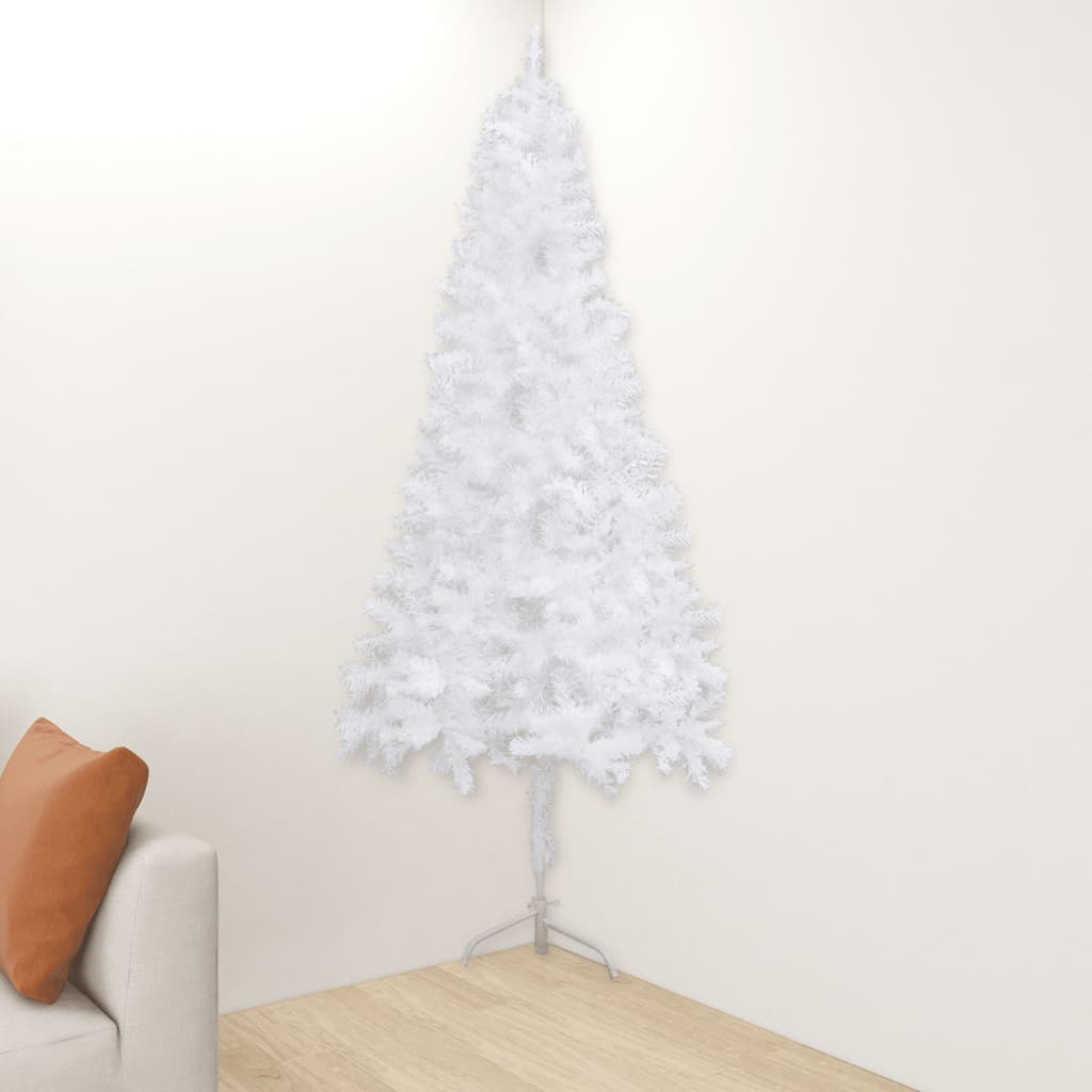 Sapin de Noël d'angle artificiel blanc 210 cm PVC