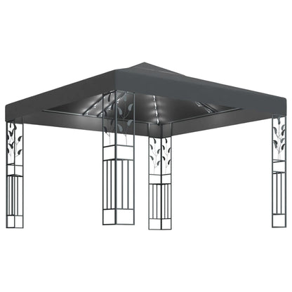 Pavillon avec guirlande lumineuse LED 3x3 m anthracite