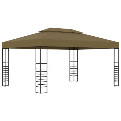 Pavillon mit LED-Lichterkette 3x4 m Taupe