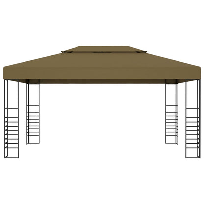 Pavillon mit LED-Lichterkette 3x4 m Taupe