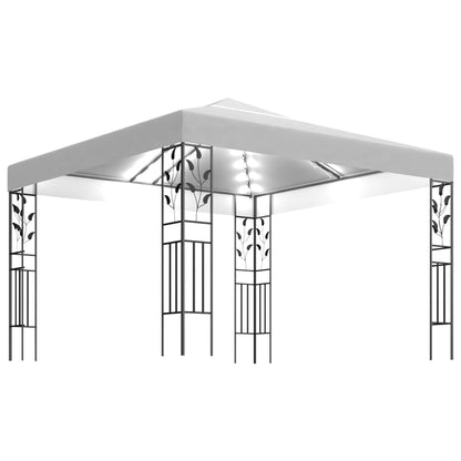 Pavillon avec guirlande lumineuse LED 3x3 m blanc